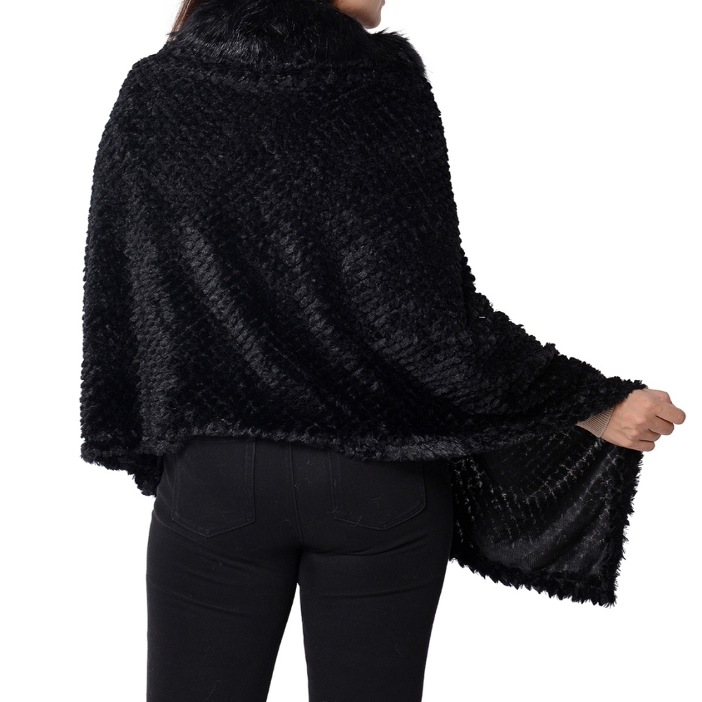 SOLD:  Black Faux Fur Wrap - Picture 2 of 4